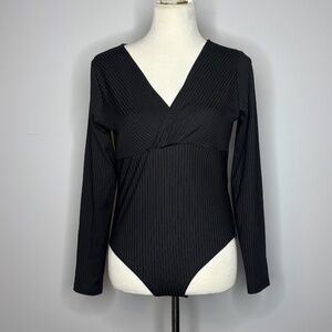 H&M - Black Ribbed Long Sleeve Bodysuit